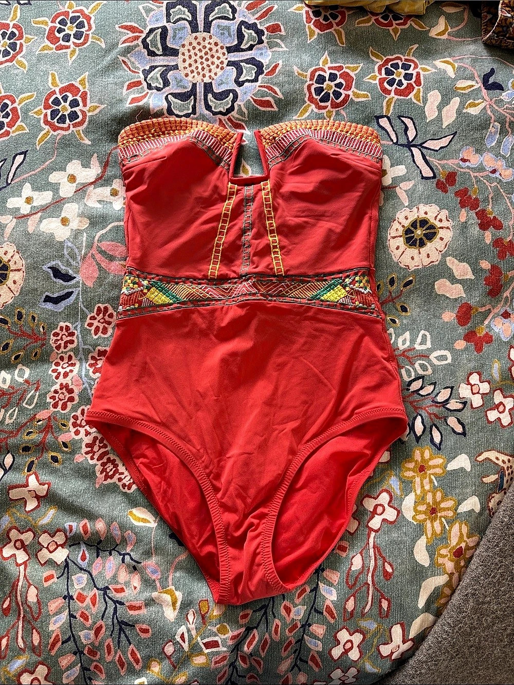 Nanette Lepore Red Embroidered One-Piece Swimsuit